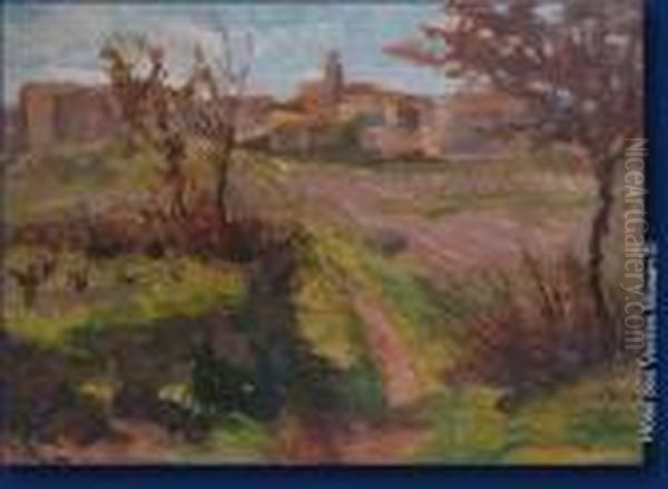 Village Provencal Oil Painting by Anna Boch