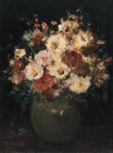 A Still Life With Flowers Oil Painting by Anna Boch