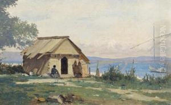 Cabane Du Pecheur A Vidy. Oil Painting by Francois Bocion