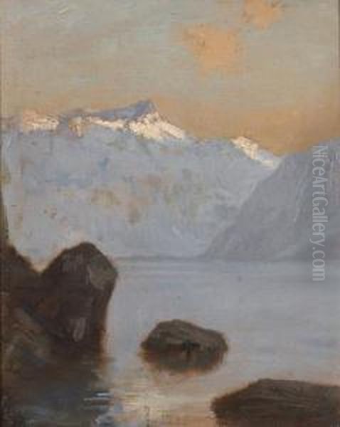 Les Rochers De Rivaz. Oil Painting by Francois Bocion