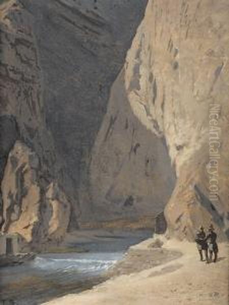 L'entree Des Gorges Du Trient Oil Painting by Francois Bocion