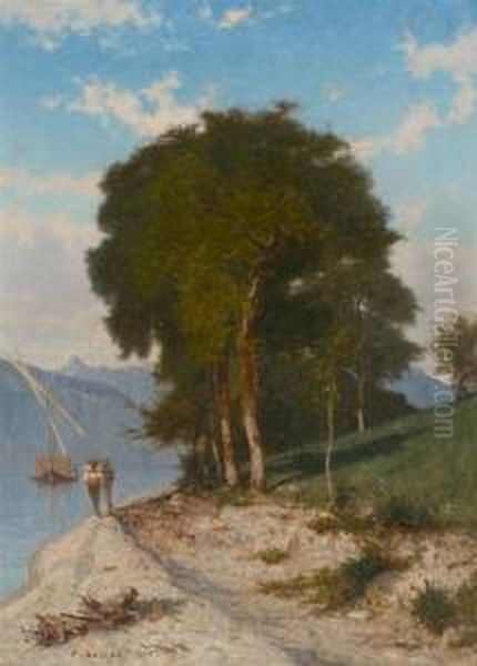 Bord De Lac. Oil Painting by Francois Bocion