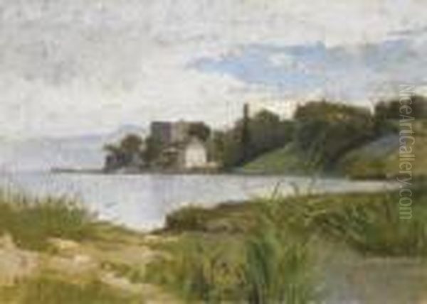 Le Chateau D'yvoire Et Le Rivage Du Leman Oil Painting by Francois Bocion