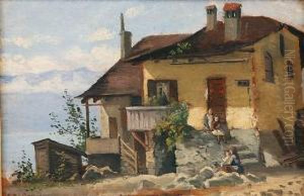 Maison Villa Geoise Au Bord Du Lac Oil Painting by Francois Bocion