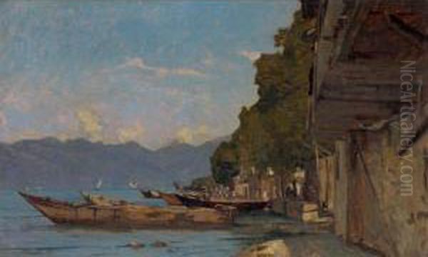 The Lakeshore At Grande Rive Oil Painting by Francois Bocion