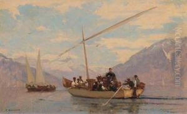 Les Effeuilleuses Sur Le Lac Leman Oil Painting by Francois Bocion