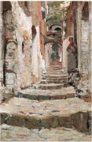 Ruelle A San Remo Oil Painting by Francois Bocion