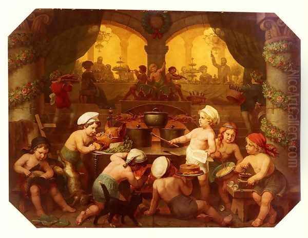 Das Grosse Festmahl (The Great Banquet) Oil Painting by Hans Brunner