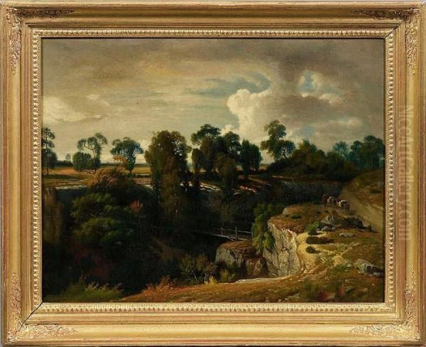 Herbstlandschaft Miteseltreiber Vor Einer Schlucht Oil Painting by Arnold Bocklin