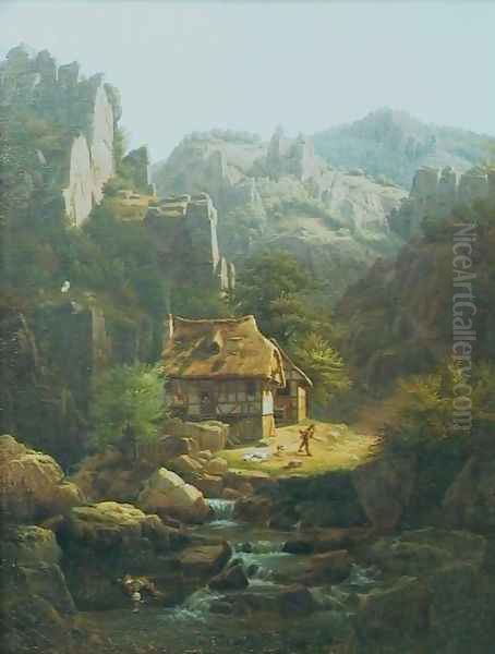 Mountain landscape Oil Painting by Christian Breslauer