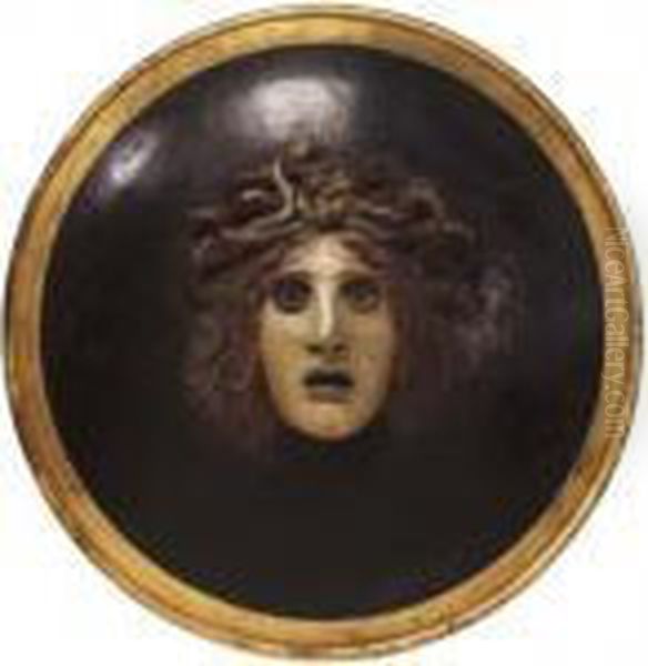 Shield With The Head Of Medusa Oil Painting by Arnold Bocklin