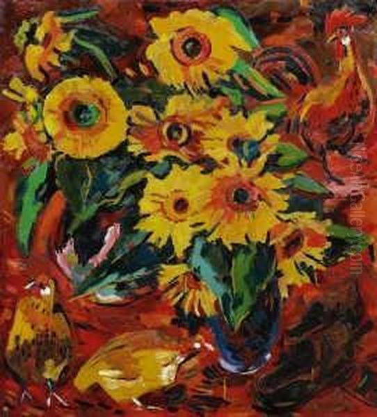 Stilleben Mit Sonnenblumen by Peter August Bockstiegel