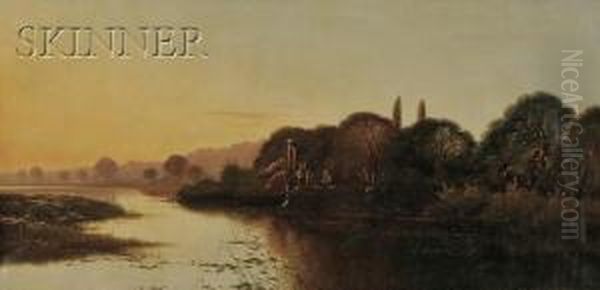 Landscape At Dusk Oil Painting by Edwin H., Boddington Jnr.