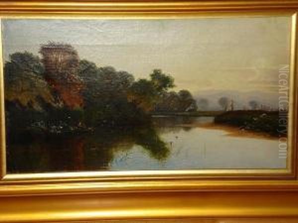 Morning On The Thames, Near Streatley Oil Painting by Edwin H., Boddington Jnr.