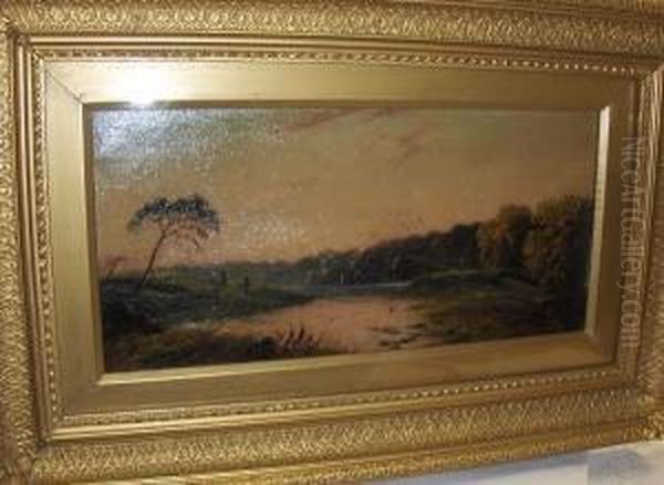 Evening River Landscape Oil Painting by Edwin H., Boddington Jnr.