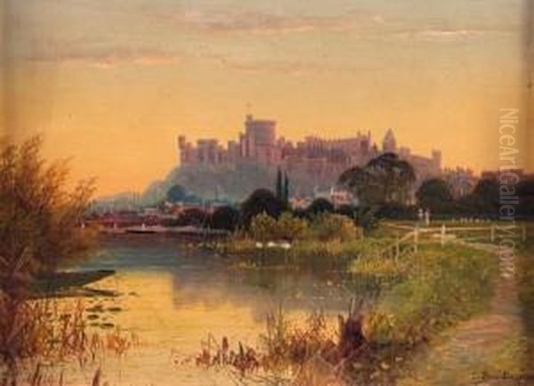 Windsor Castle Oil Painting by Edwin H., Boddington Jnr.