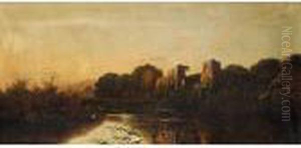 Calm Evening On The Trent Oil Painting by Edwin H., Boddington Jnr.