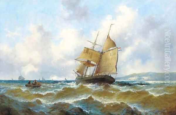 Off the French coast Oil Painting by Gustave de Breanski