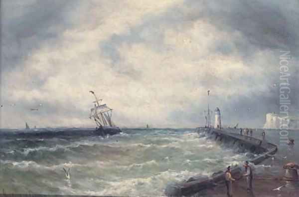 Returning to harbour Oil Painting by Gustave de Breanski