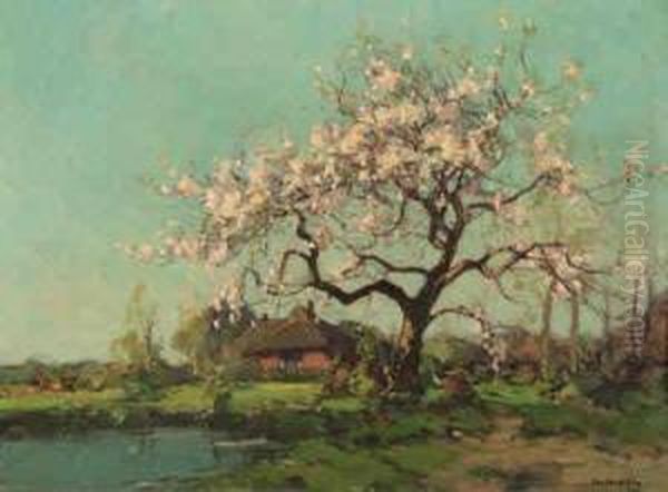 Langs De Wetering Oil Painting by Paul Bodifee