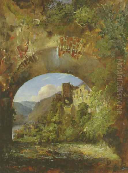 Burg Rheinfels bei St. Goar am Rhein Oil Painting by Konstantinos (or Constantin) Bolanachi