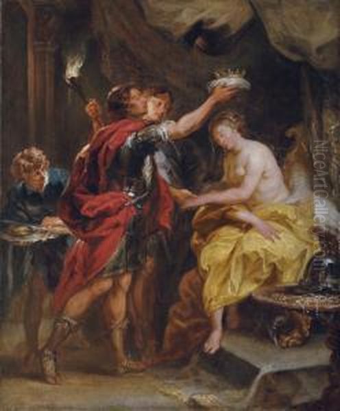 Alexander Crowning Roxana Oil Painting by Jan van Boeckhorst