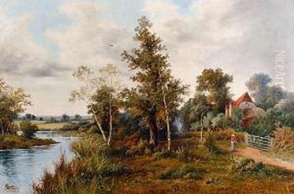 A Pair Of River Landscapes Oil Painting by John Henry Boel