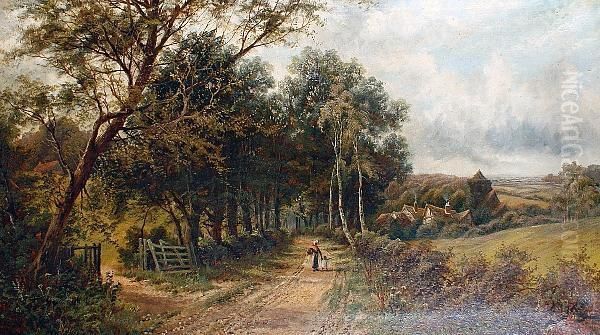 A Mother And Child On A Country Path Oil Painting by John Henry Boel