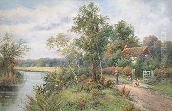 'on The River Eden Near Carlisle' And 'near Aspatria, Cumberland' Oil Painting by John Henry Boel