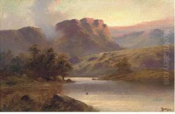 A Lakeland Landscape Oil Painting by John Henry Boel