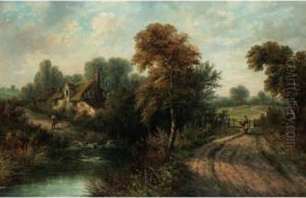 Landscape With Figures Oil Painting by John Henry Boel