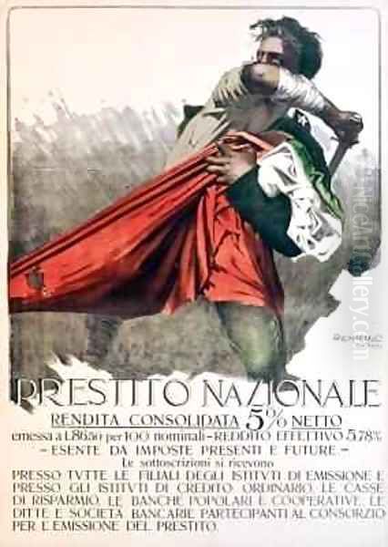 'Prestito Nazionale', poster for the National Loan Oil Painting by Mario Borgoni