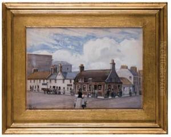 Paisley High Street With Shoppers Oil Painting by John Henry Boel