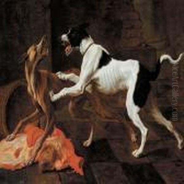 Fighting Dogs Oil Painting by Peeter Boel