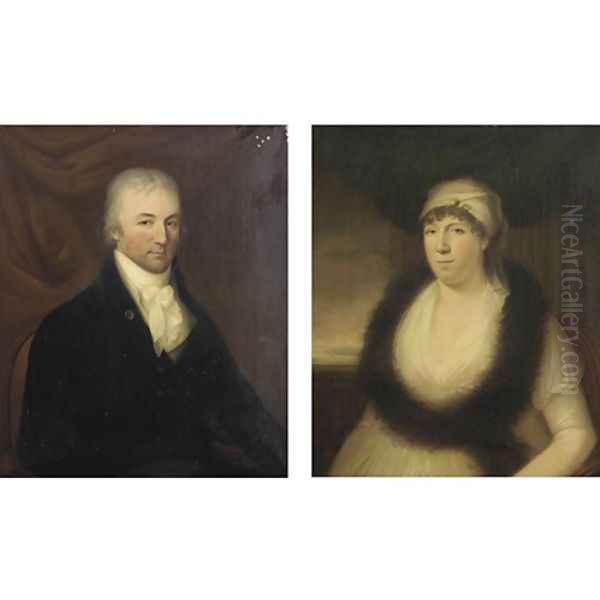 Portrait of Lt. Col. James Coleridge and Frances Duke Taylor, Mrs Coleridge Oil Painting by Edward Bird