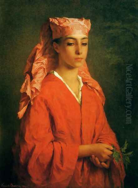 A North African Fellah Oil Painting by Henriette, Hon. R.I. Browne