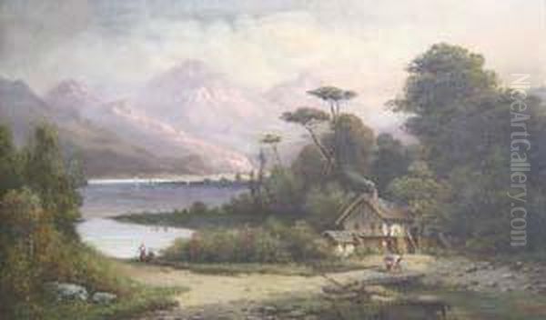 Mountain Landscape With Cottage Oil Painting by Henry Boese