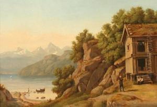 Oberitalienischer See Oil Painting by August Vilhelm Boesen