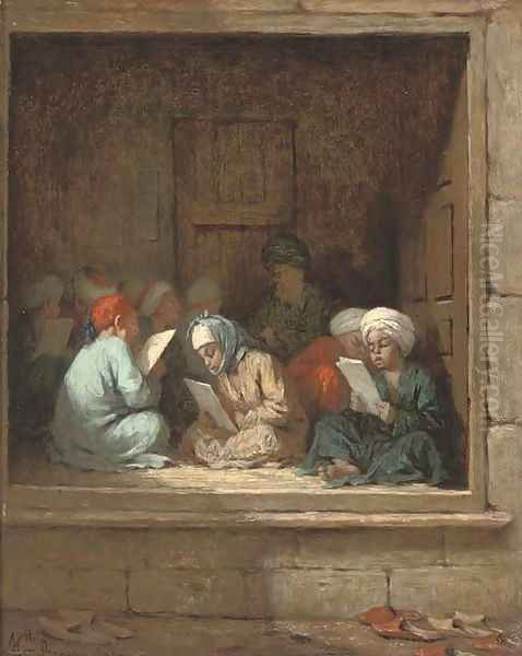 A Turkish schoolroom Oil Painting by Henriette, Hon. R.I. Browne