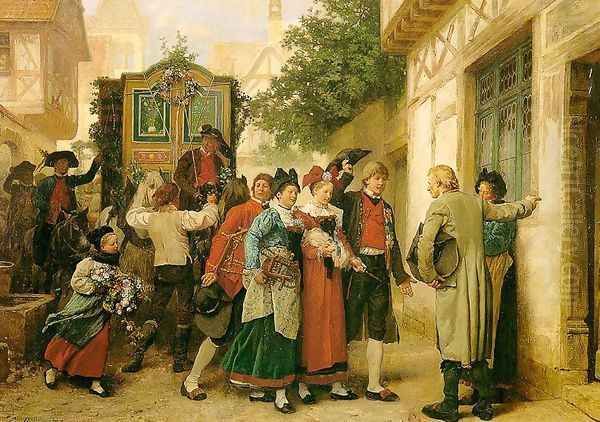 Wedding Procession 1873 Oil Painting by Gustav Brion