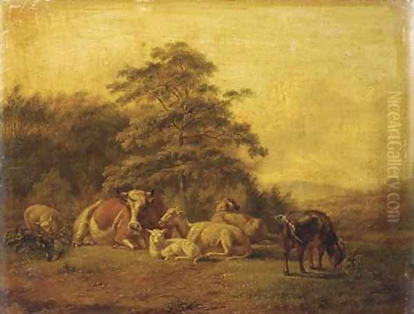 Cattle in a meadow Oil Painting by Simon Van Den Berg