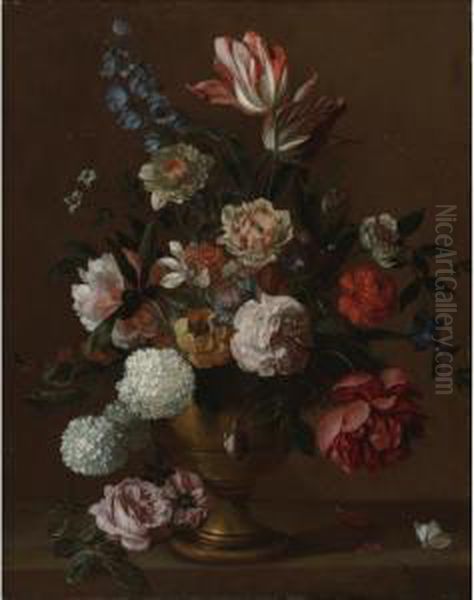 Still Life Of Flowers In A Vase Oil Painting by Jakob Bogdani Eperjes C