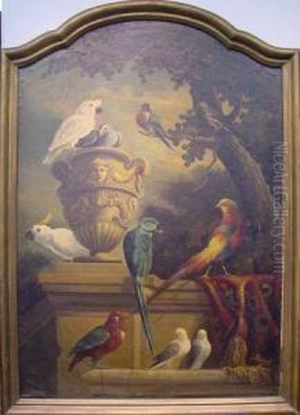 Exotic Birds And Urn In A Garden Oil Painting by Jakob Bogdani Eperjes C