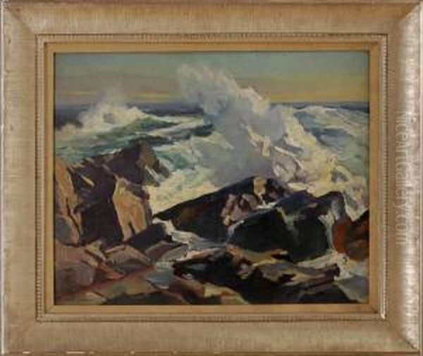 Waves Crashing Oil Painting by Abraham Jacobi Bogdanove