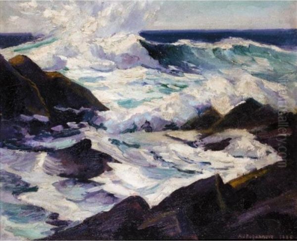 Rocky Seascape Oil Painting by Abraham Jacobi Bogdanove