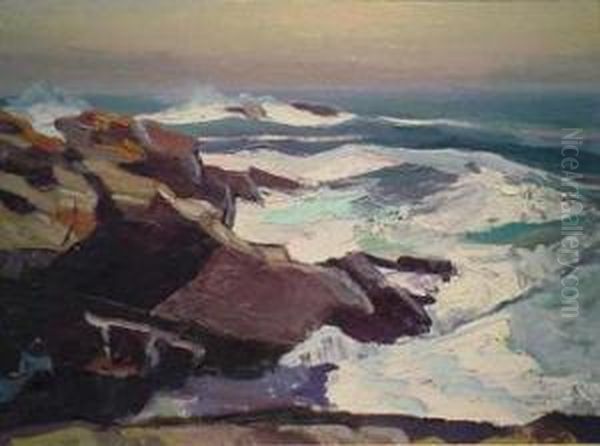 Rocky Coastline And Female Nude Study: A Double-sidedpainting Oil Painting by Abraham Jacobi Bogdanove