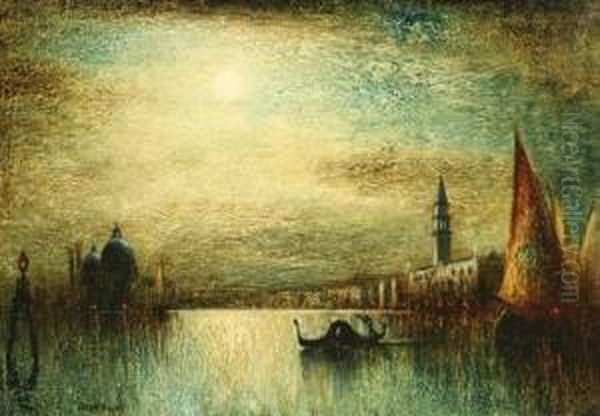 Venice At Night Oil Painting by George Henry Bogert