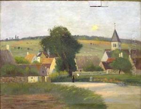 Moonrise At Sunset, Cherance, France Oil Painting by George Henry Bogert