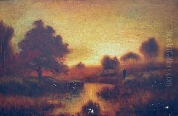 Autumn Sunset Oil Painting by George Henry Bogert