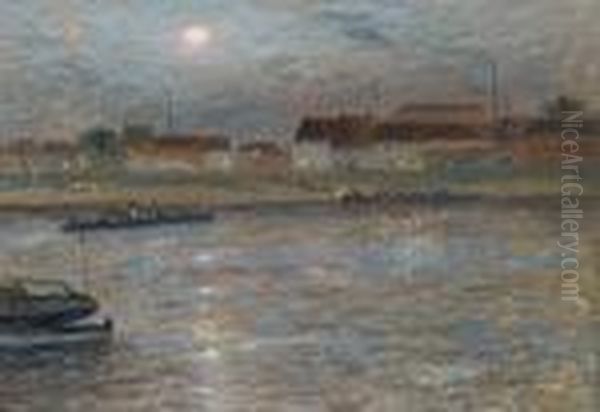 Evening Along A French Harbor Oil Painting by George Henry Bogert